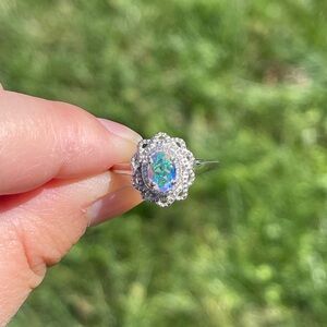 Mercury mystic topaz and white zircon Ring